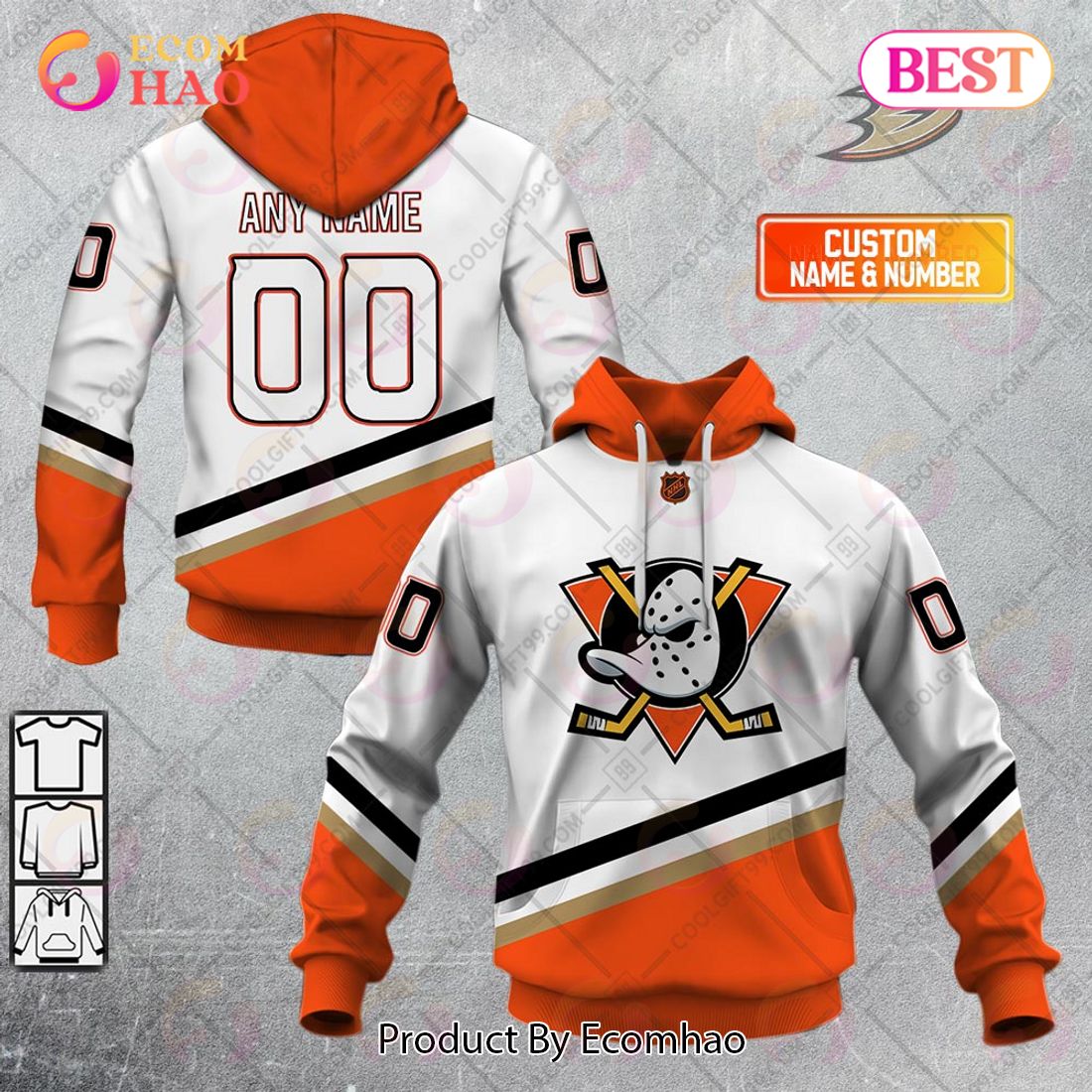 Personalized NHL Anaheim Ducks Reverse Retro 2223 Style 3D Hoodie