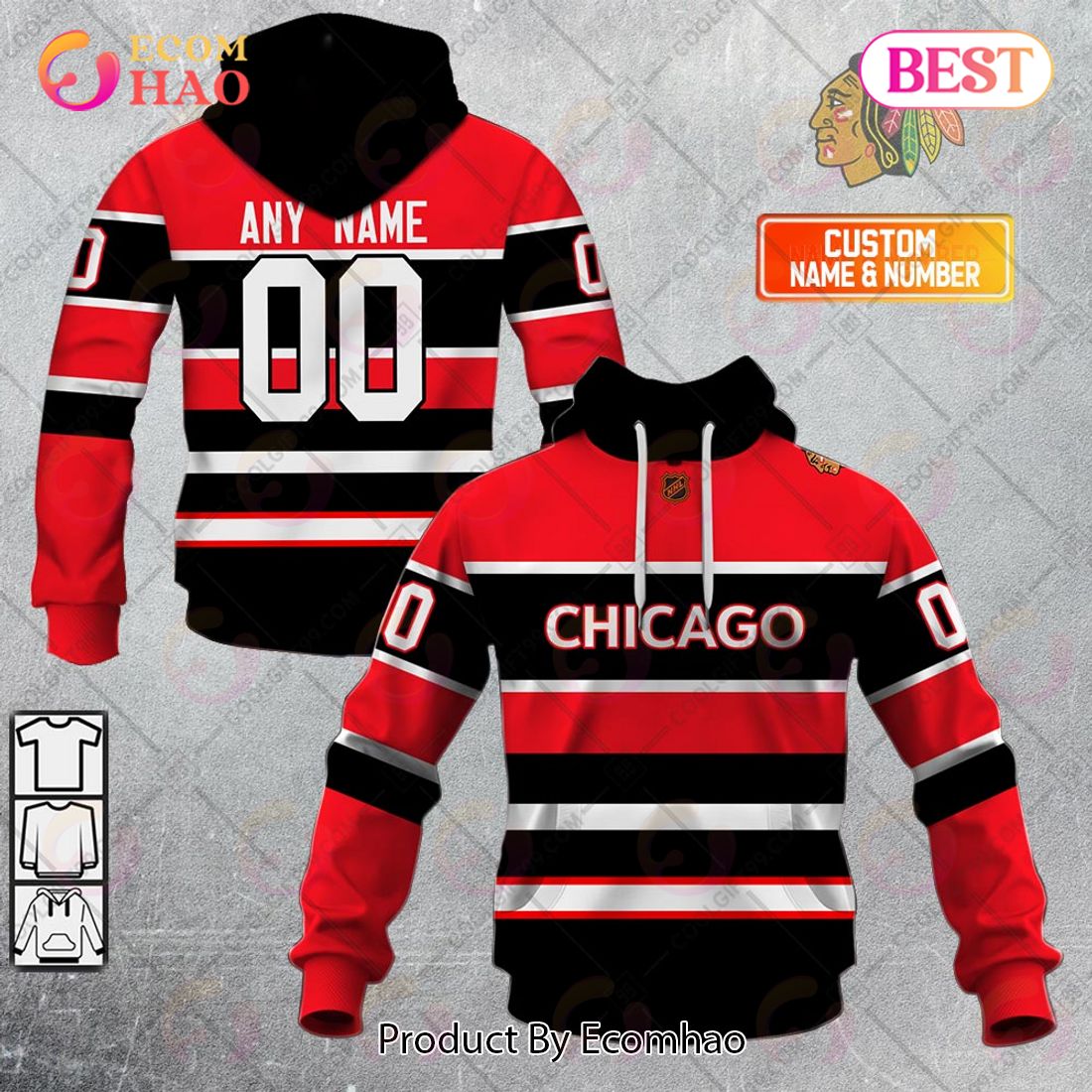 Personalized NHL Chicago Blackhawks Reverse Retro 2223 Style 3D Hoodie