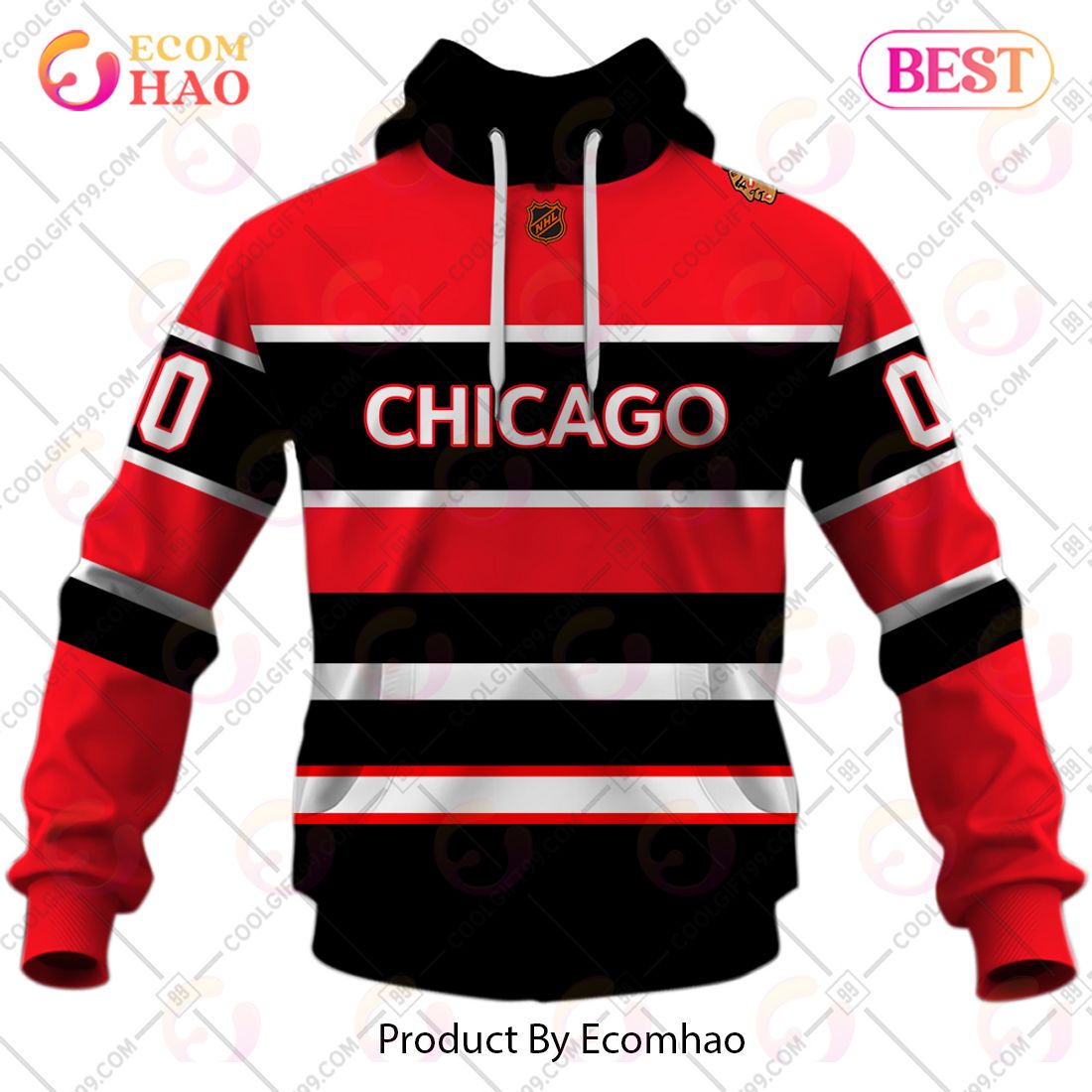 Personalized NHL Chicago Blackhawks Reverse Retro 2223 Style 3D Hoodie