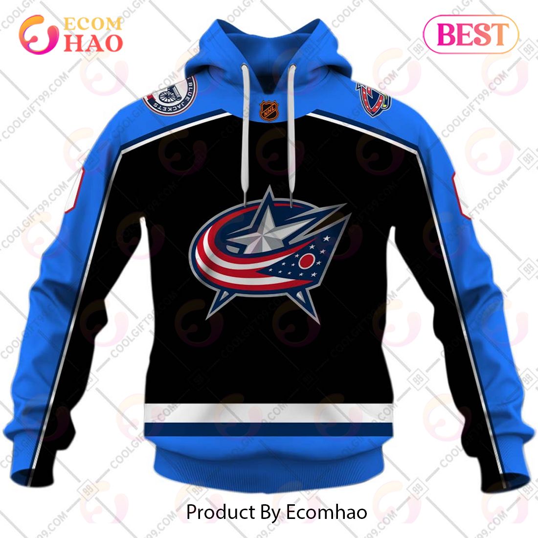 Personalized NHL Columbus Blue Jackets Reverse Retro 2223 Style 3D Hoodie