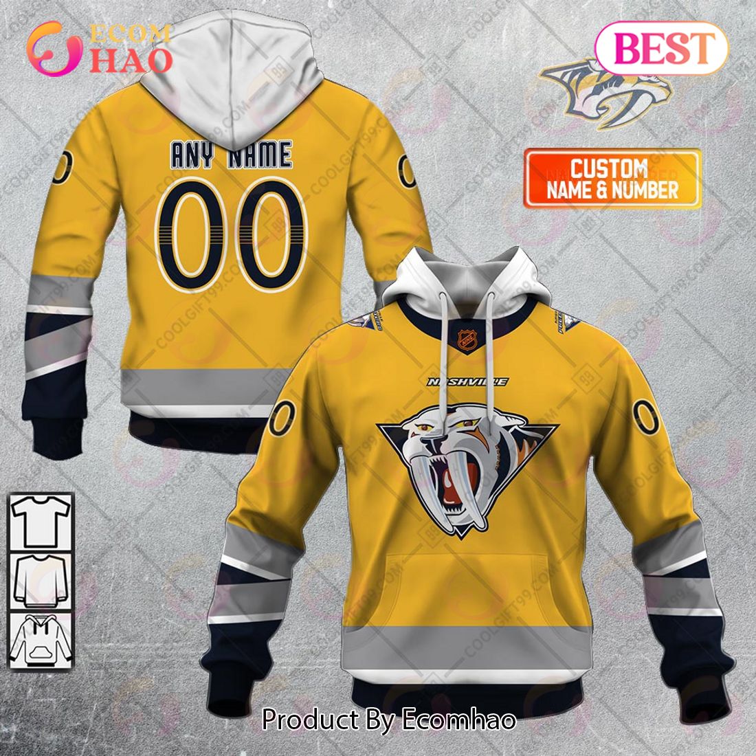 Personalized NHL Nashville Predators Reverse Retro 2223 Style 3D Hoodie