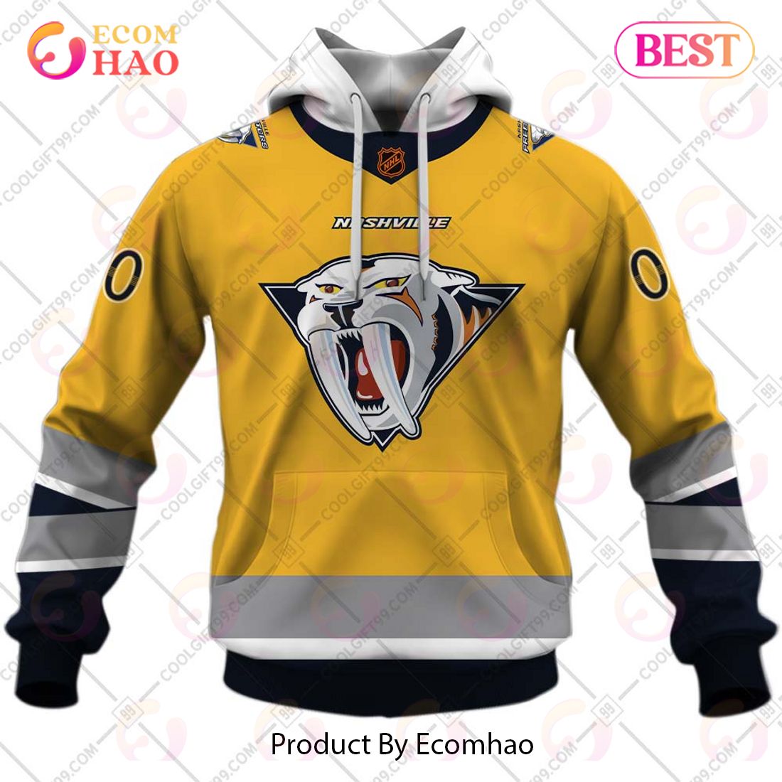 Personalized NHL Nashville Predators Reverse Retro 2223 Style 3D Hoodie