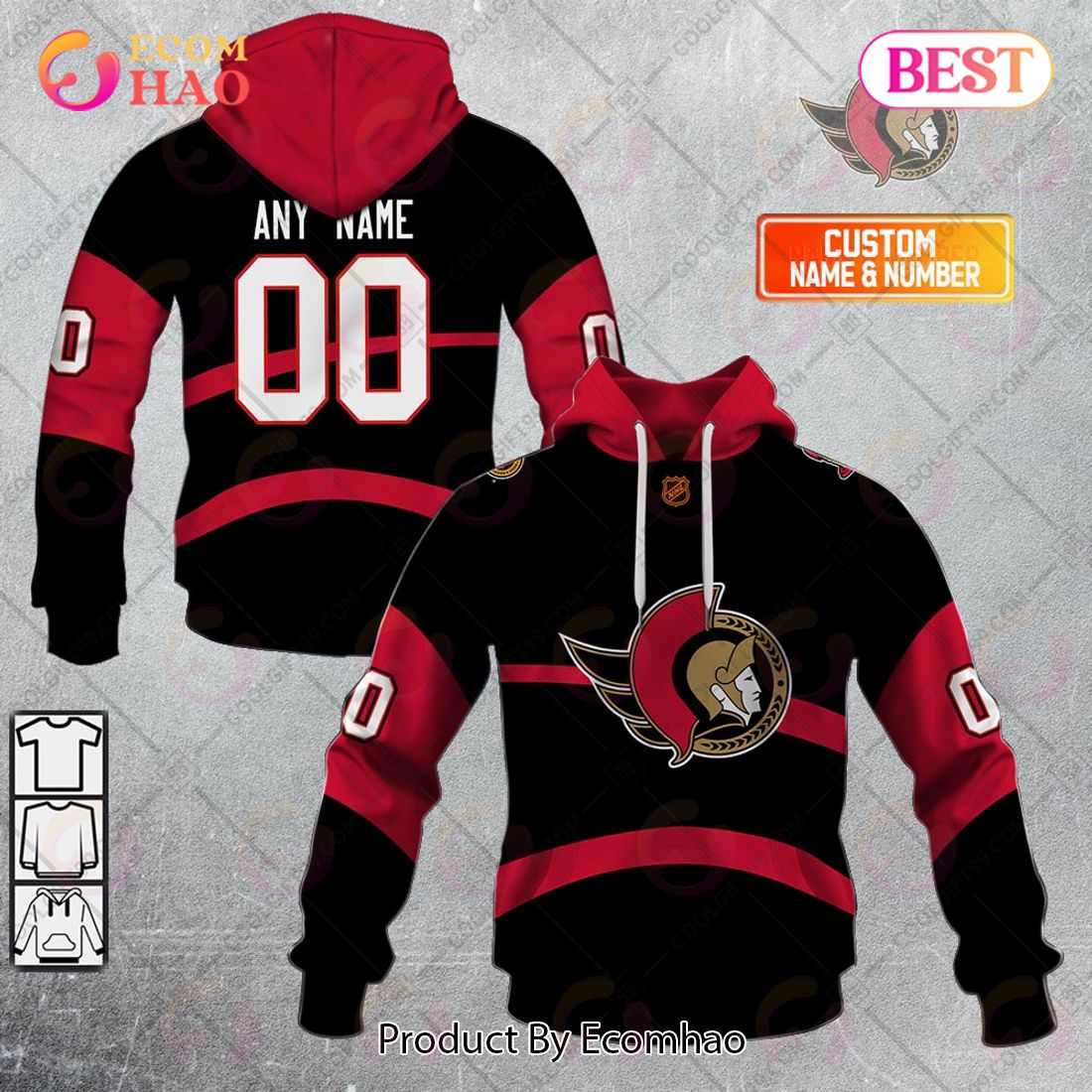 Personalized NHL Ottawa Senators Reverse Retro 2223 Style 3D Hoodie