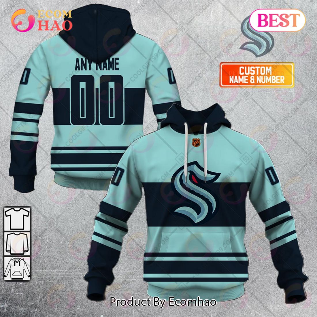 Personalized NHL Seattle Kraken Reverse Retro 2223 Style 3D Hoodie