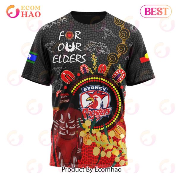Personalized NRL Sydney Roosters Special Design For NAIDOC Week For Our Elders 3D Hoodie
