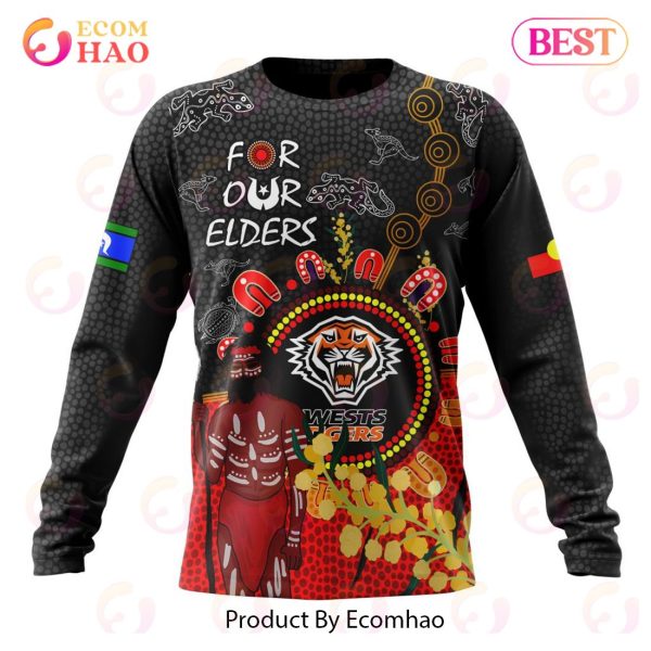 Personalized NRL Wests Tigers Special Design For NAIDOC Week For Our Elders 3D Hoodie