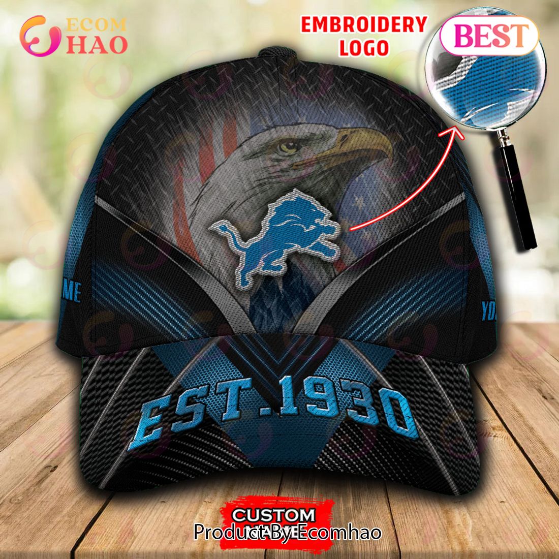 NFL Detroit Lions By Age And Year Established Custom Name Embroidery Cap