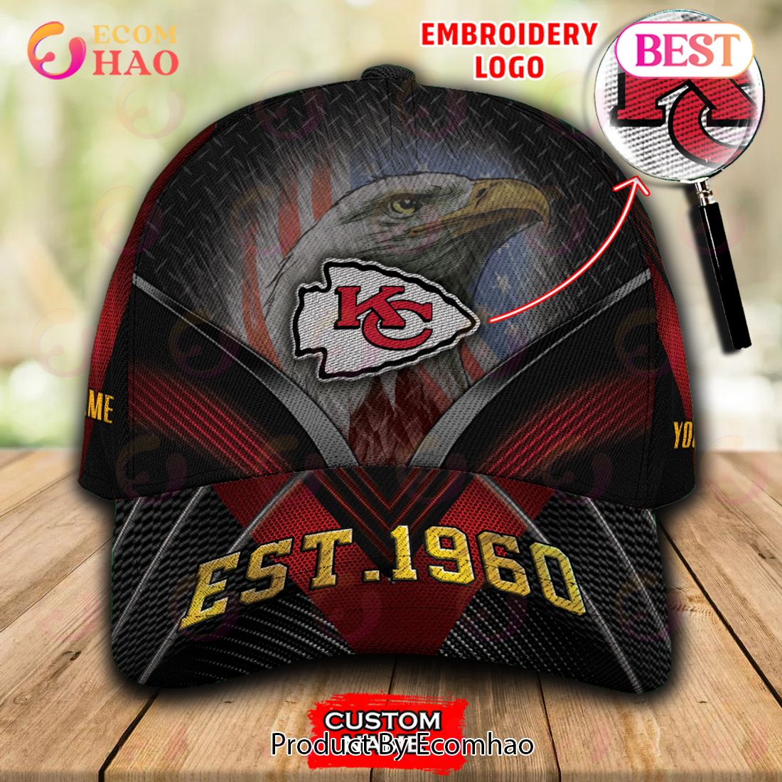 NFL Kansas City Chiefs By Age And Year Established Custom Name Embroidery Cap