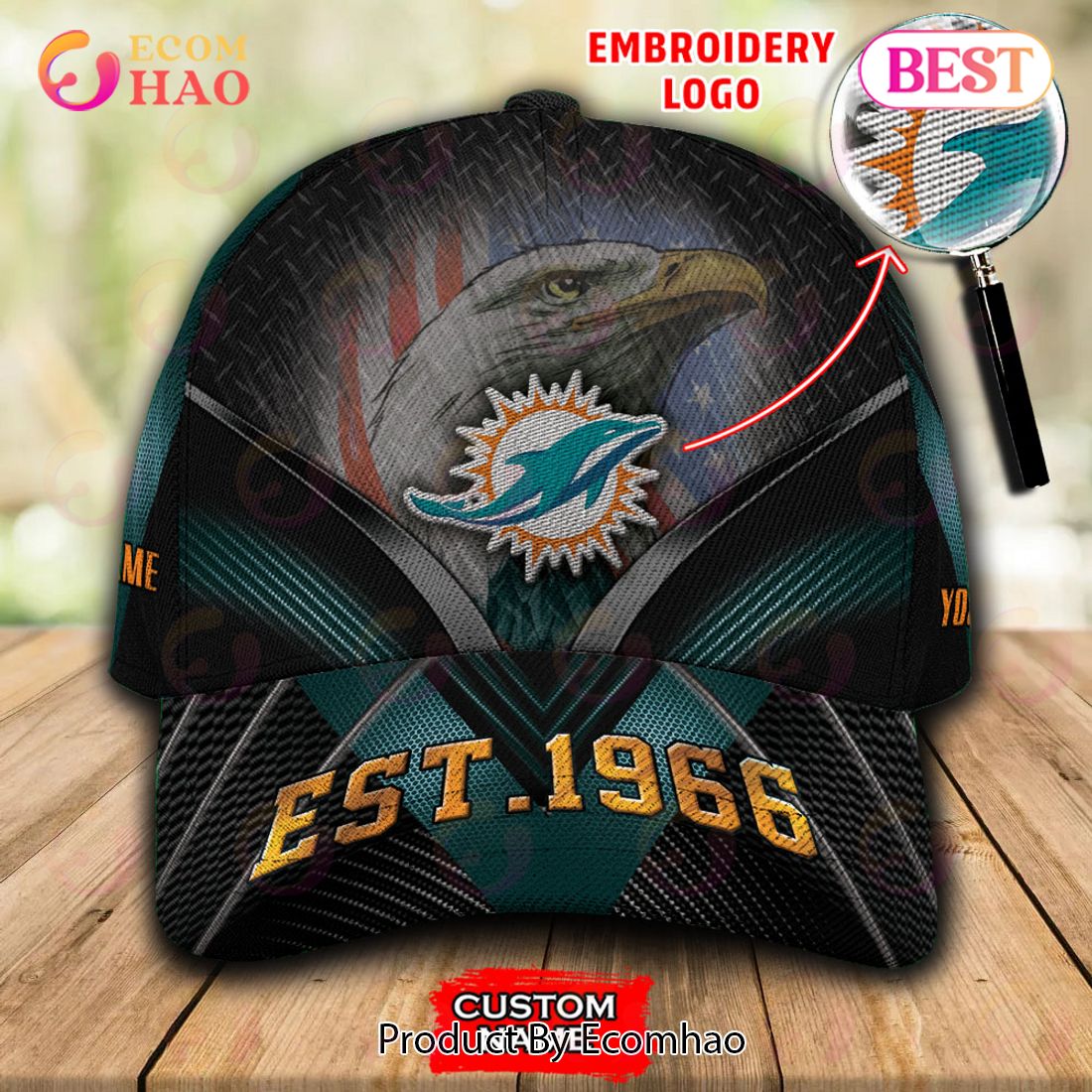 NFL Miami Dolphins By Age And Year Established Custom Name Embroidery Cap