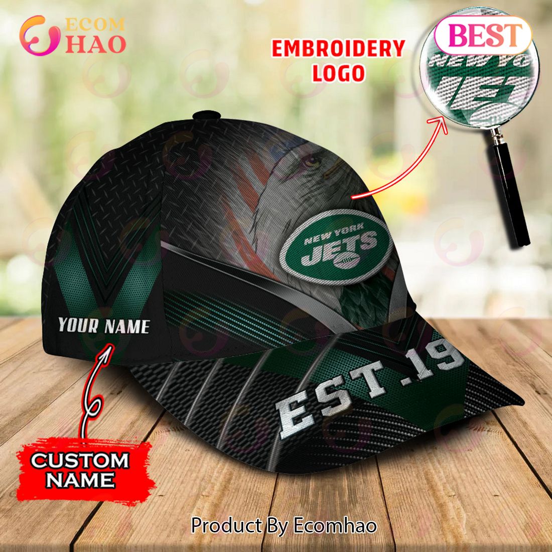 NFL New York Jets By Age And Year Established Custom Name Embroidery Cap