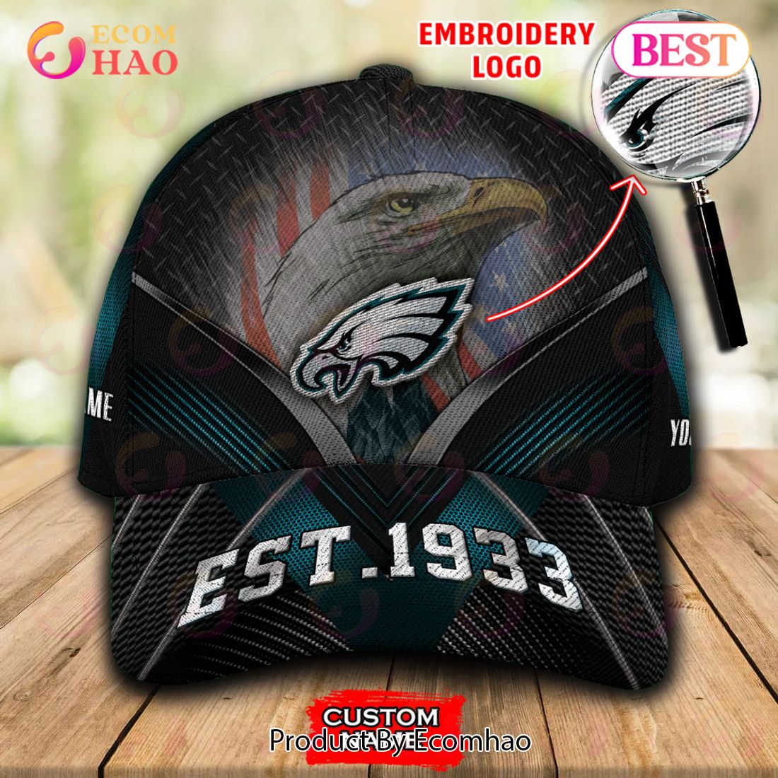 NFL Philadelphia Eagles By Age And Year Established Custom Name Embroidery Cap