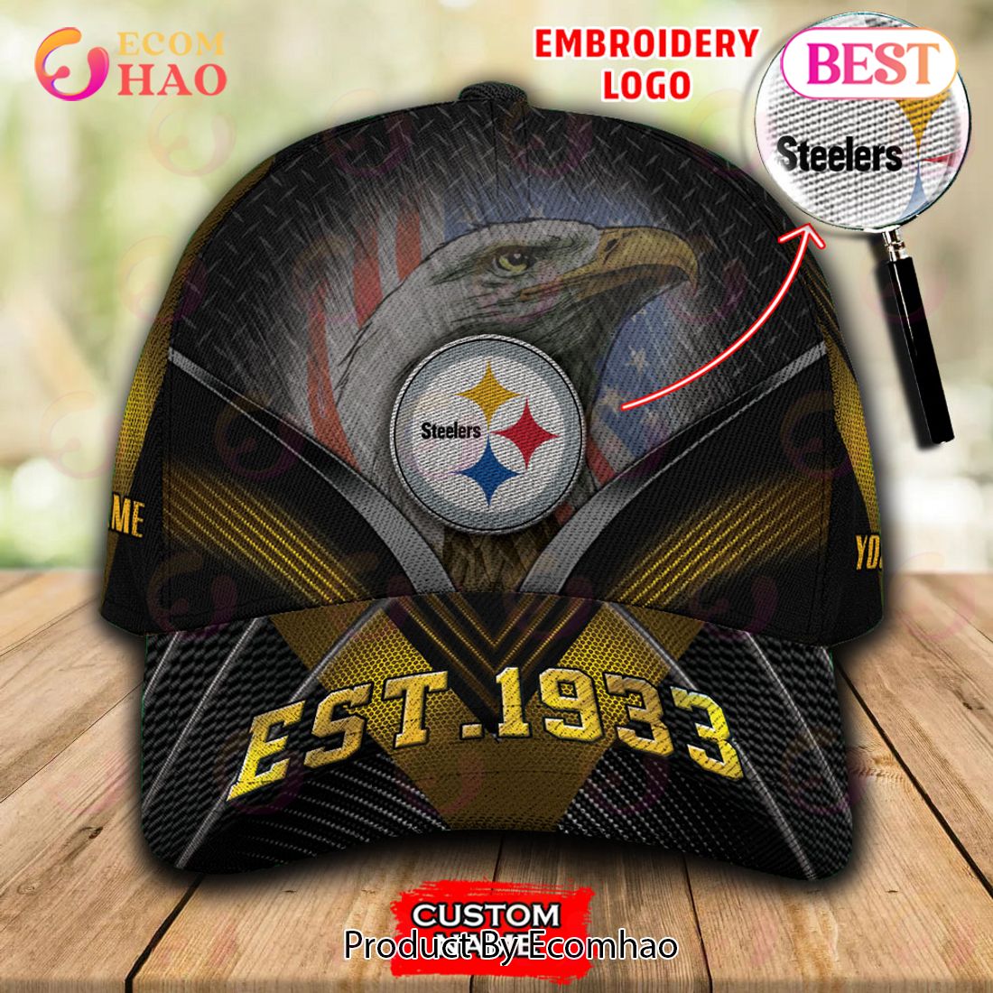 NFL Pittsburgh Steelers By Age And Year Established Custom Name Embroidery Cap