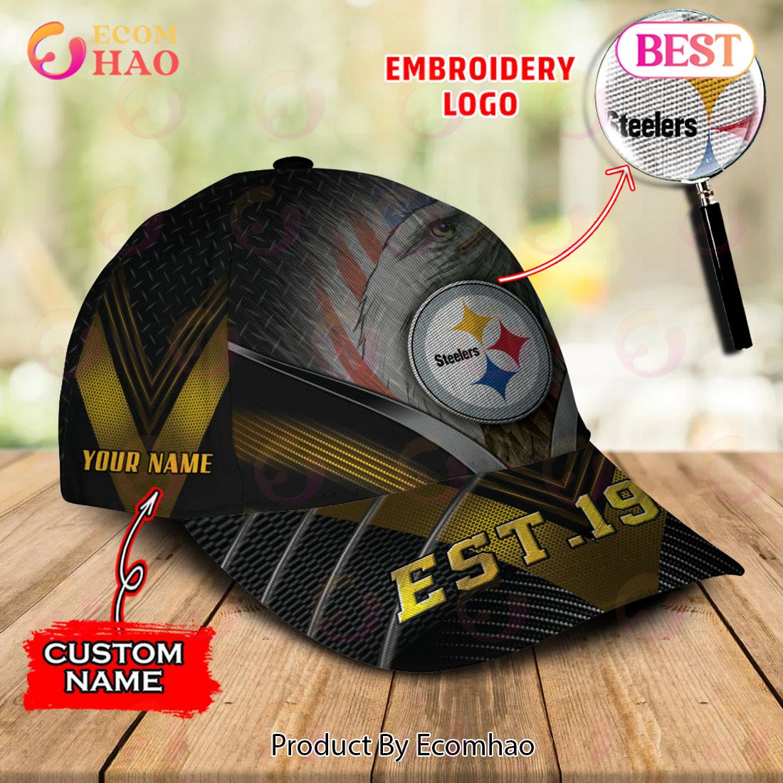 NFL Pittsburgh Steelers By Age And Year Established Custom Name Embroidery Cap