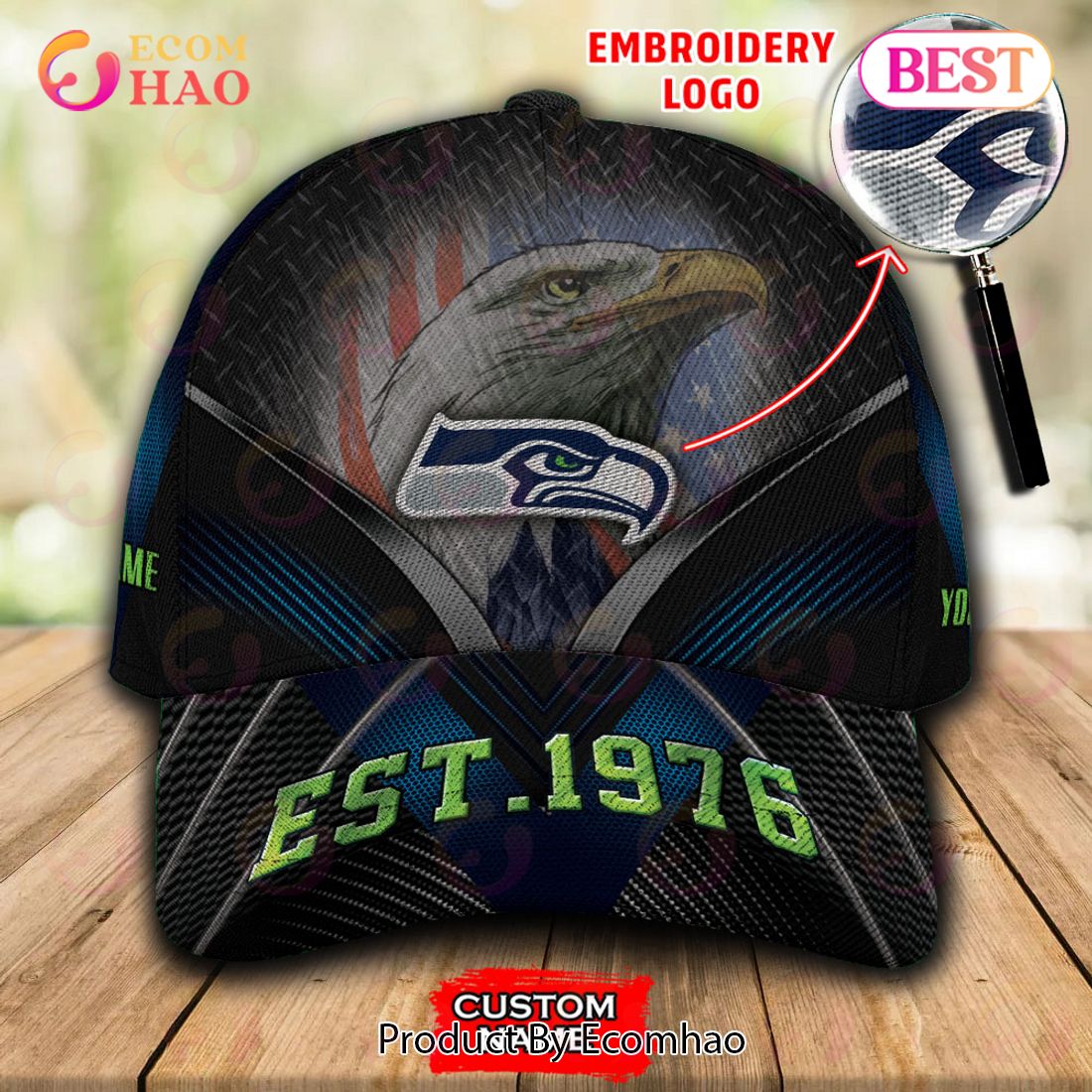 NFL Seattle Seahawks By Age And Year Established Custom Name Embroidery Cap