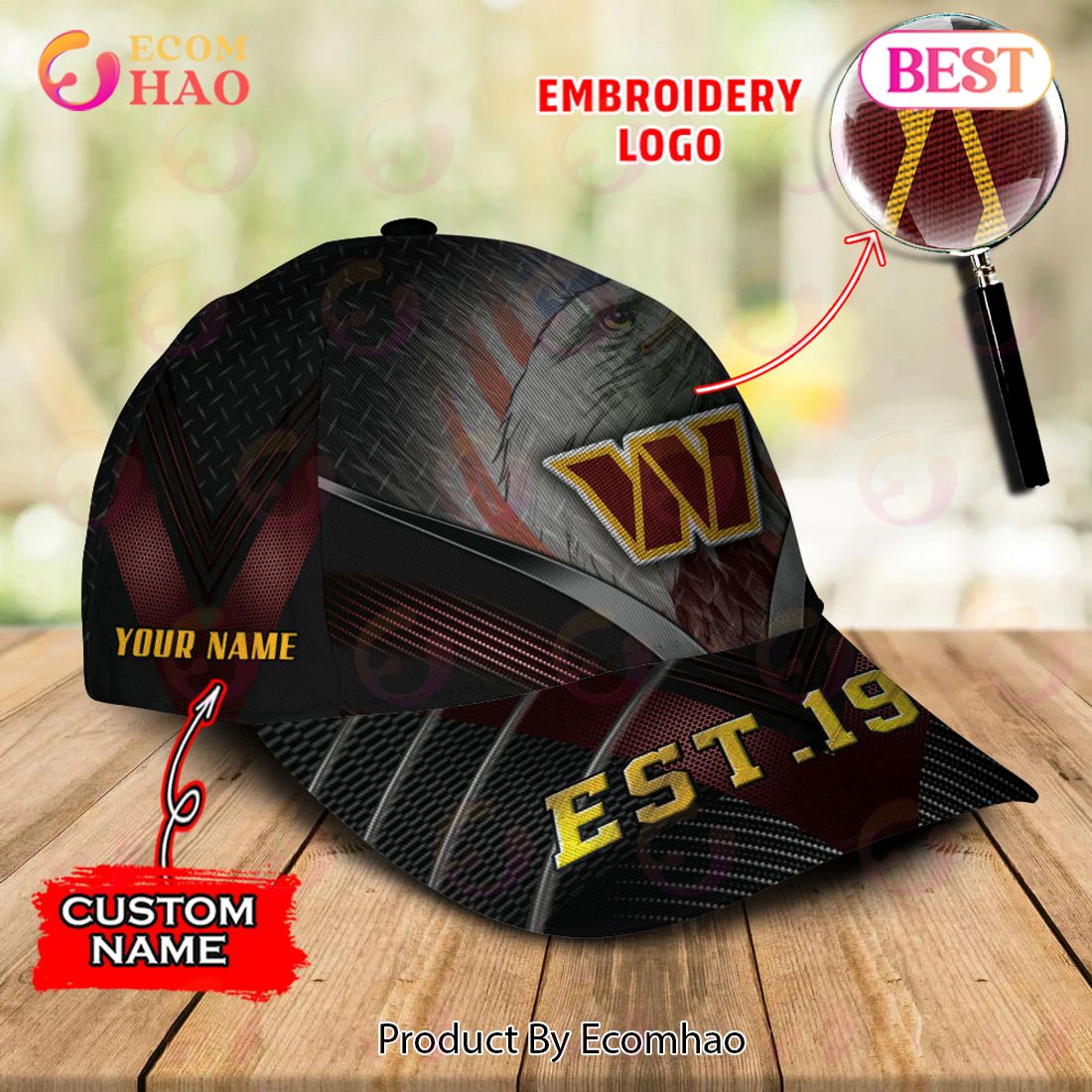 NFL Washington Commanders By Age And Year Established Custom Name Embroidery Cap