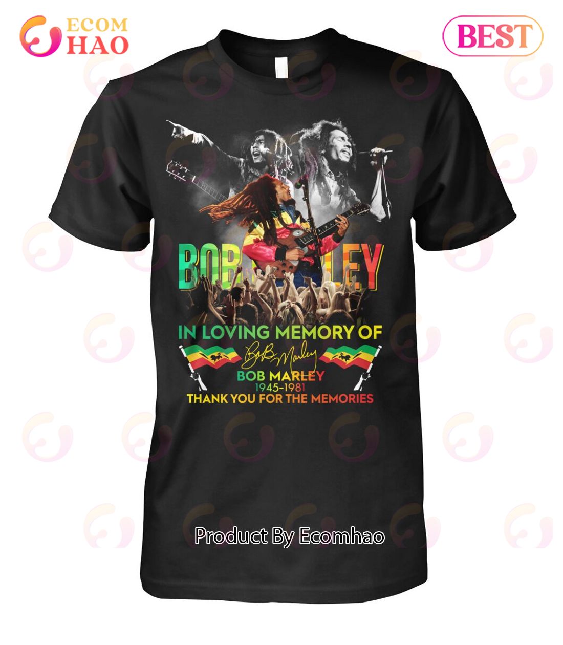 Bob Marley In Loving Memory Of 1945 – 1981 Thank You For The Memories T-Shirt