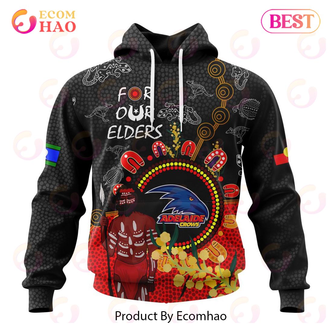 Personalized AFL Adelaide Crows Special Design For NAIDOC Week For Our Elders 3D Hoodie