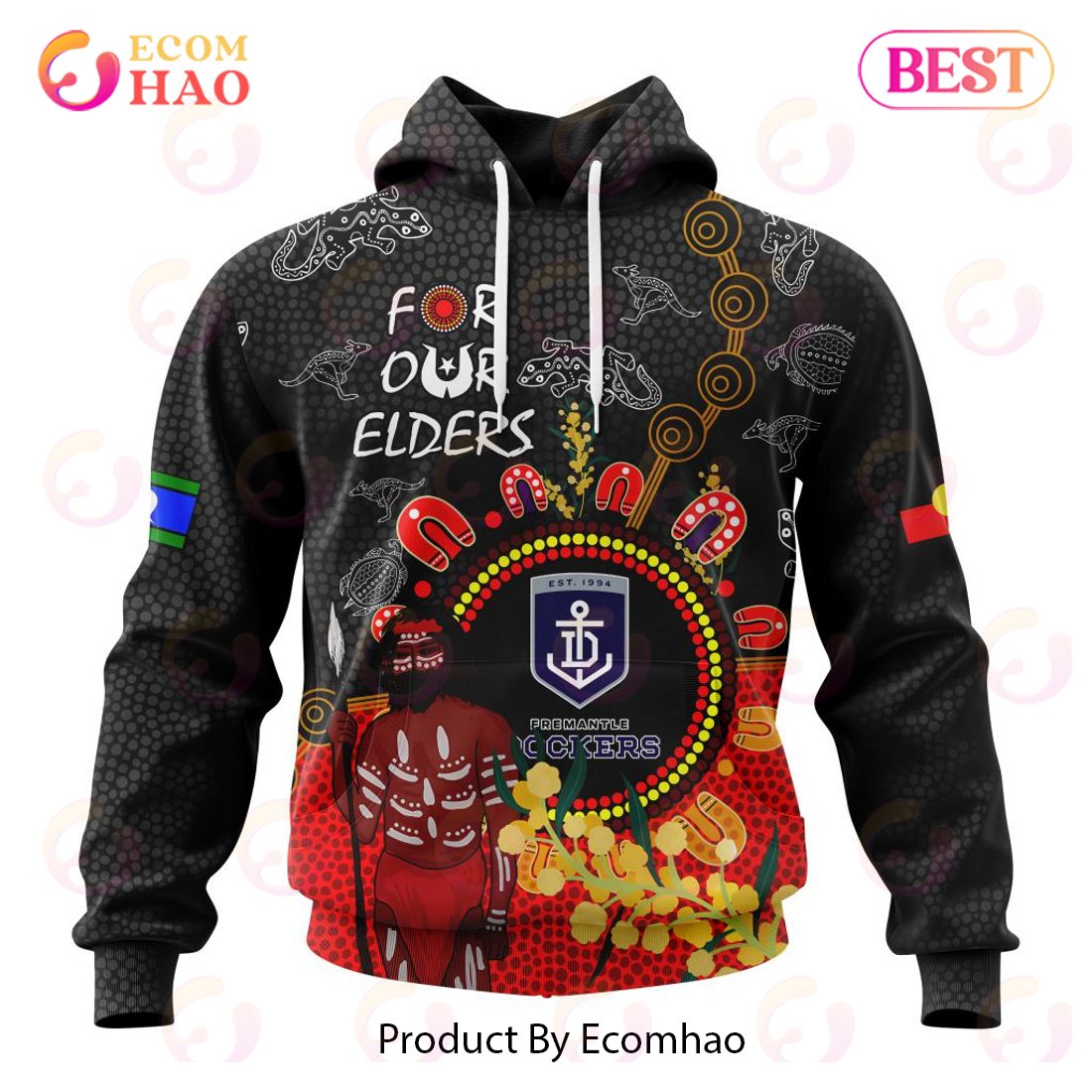 Personalized AFL Fremantle Dockers Special Design For NAIDOC Week For Our Elders 3D Hoodie