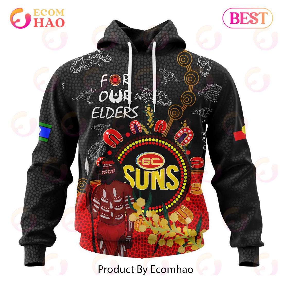 Personalized AFL Gold Coast Suns Special Design For NAIDOC Week For Our Elders 3D Hoodie