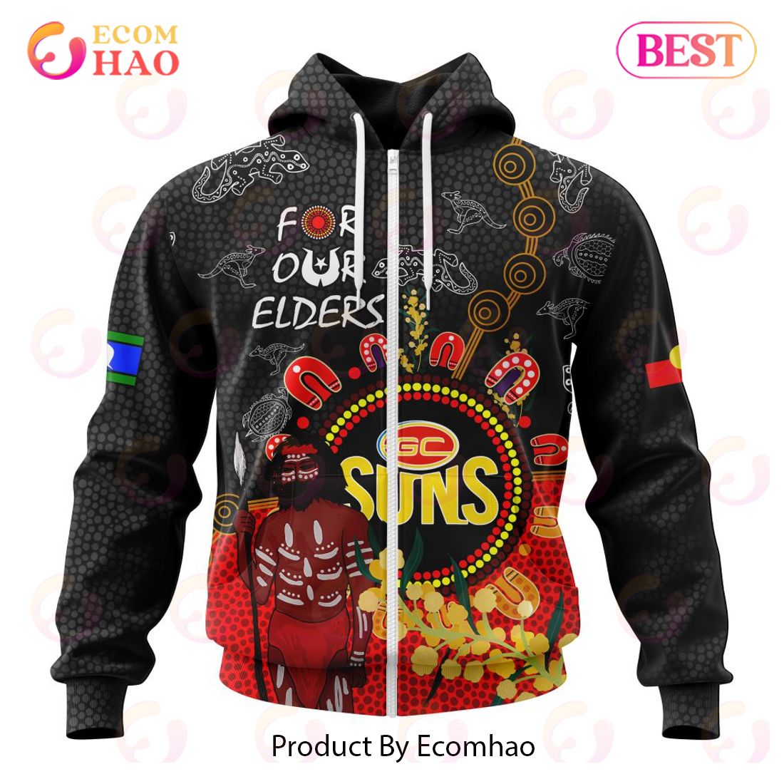 Personalized AFL Gold Coast Suns Special Design For NAIDOC Week For Our Elders 3D Hoodie