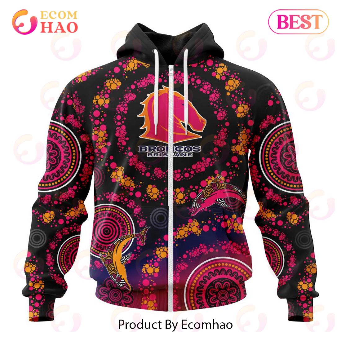 NRL Brisbane Broncos Special Pink Breast Cancer Design 3D Hoodie