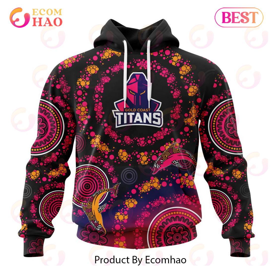 NRL Gold Coast Titans Special Pink Breast Cancer Design 3D Hoodie