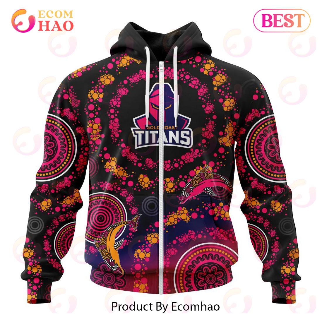 NRL Gold Coast Titans Special Pink Breast Cancer Design 3D Hoodie