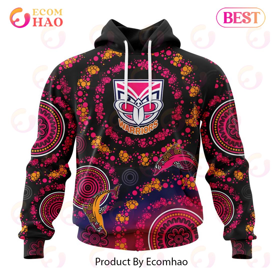 NRL New Zealand Warriors Special Pink Breast Cancer Design 3D Hoodie