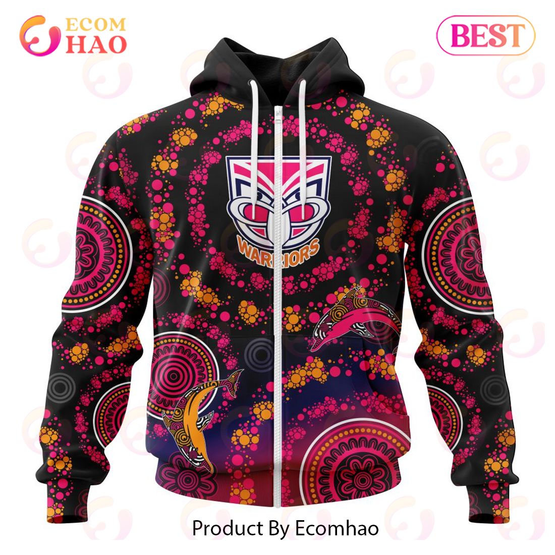 NRL New Zealand Warriors Special Pink Breast Cancer Design 3D Hoodie