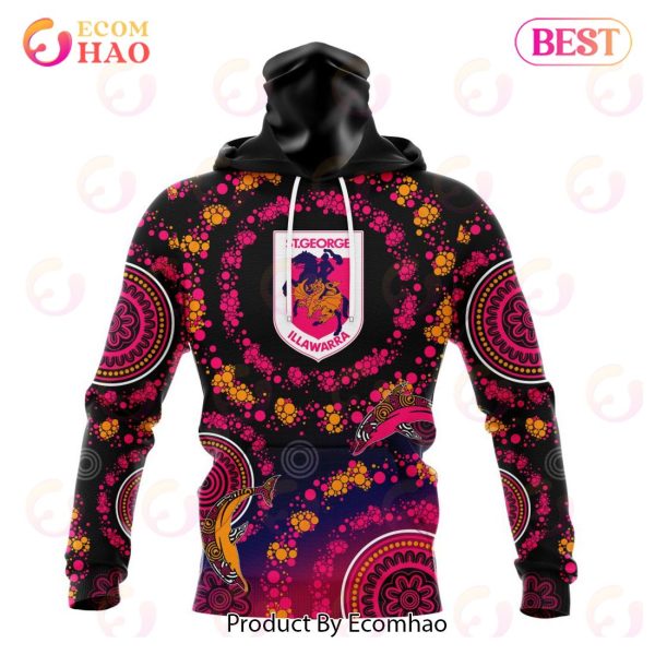 NRL St. George Illawarra Dragons Special Pink Breast Cancer Design 3D Hoodie