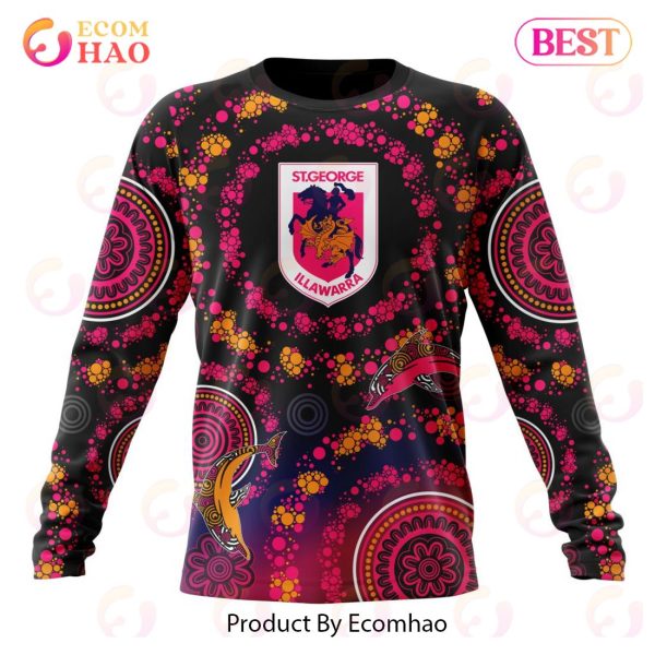 NRL St. George Illawarra Dragons Special Pink Breast Cancer Design 3D Hoodie