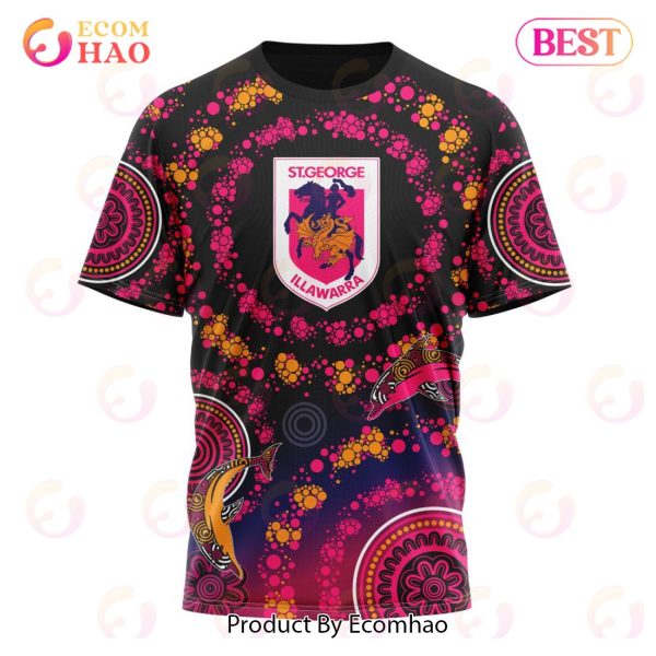 NRL St. George Illawarra Dragons Special Pink Breast Cancer Design 3D Hoodie