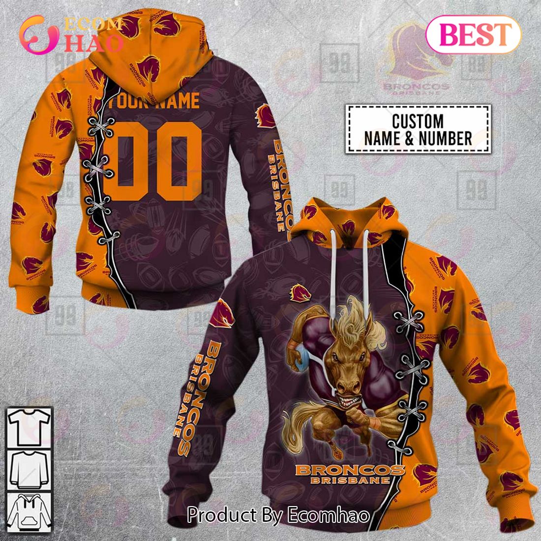 Personalized NRL Warrior Brisbane Broncos 3D Hoodie