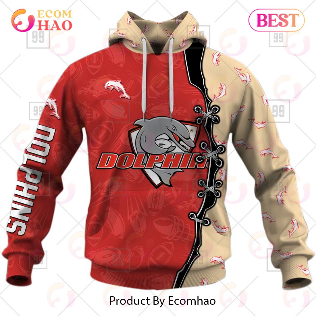 Personalized NRL Warrior Dolphins 3D Hoodie