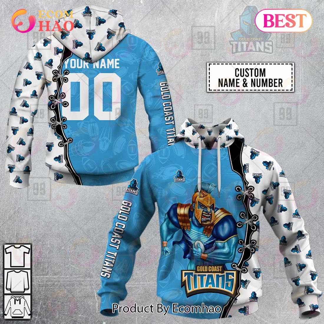 Personalized NRL Warrior Gold Coast Titans 3D Hoodie