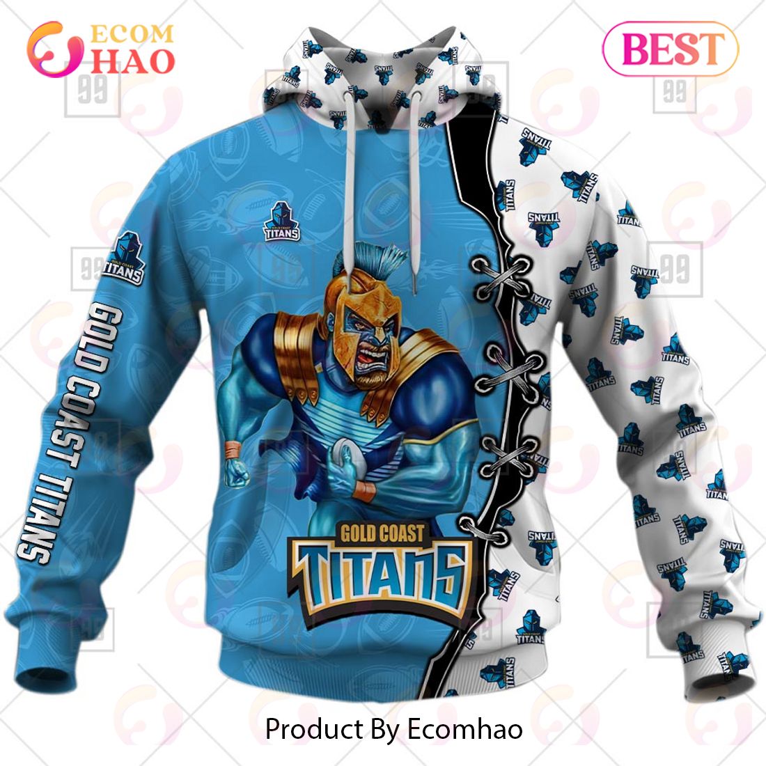 Personalized NRL Warrior Gold Coast Titans 3D Hoodie