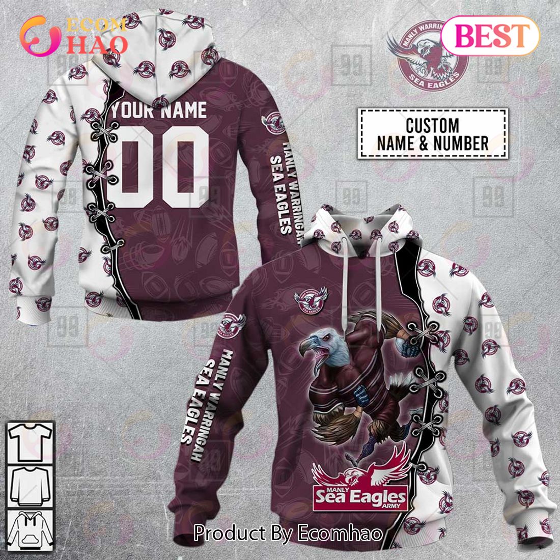 Personalized NRL Warrior Manly Warringah Sea Eagles 3D Hoodie