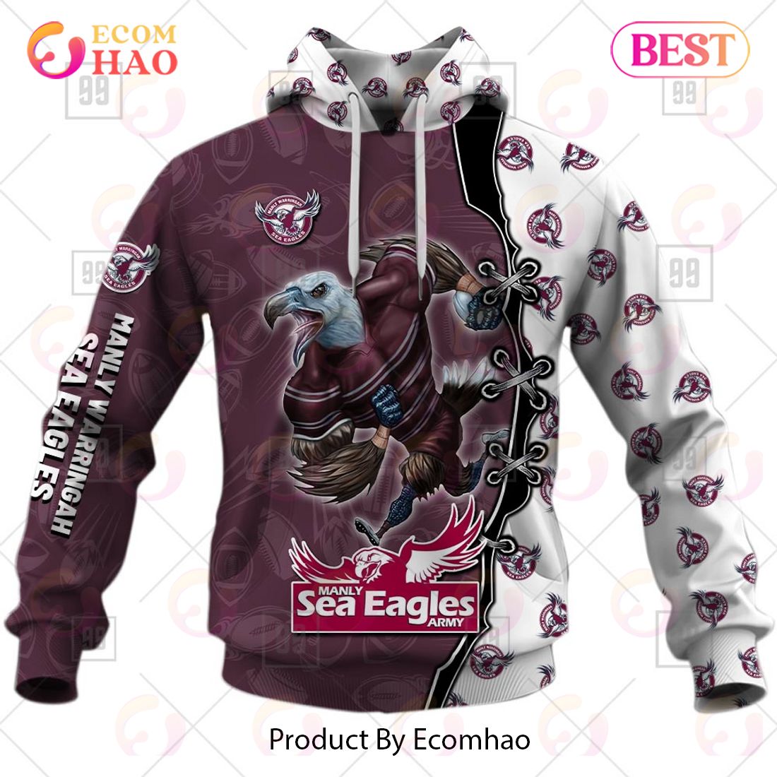 Personalized NRL Warrior Manly Warringah Sea Eagles 3D Hoodie