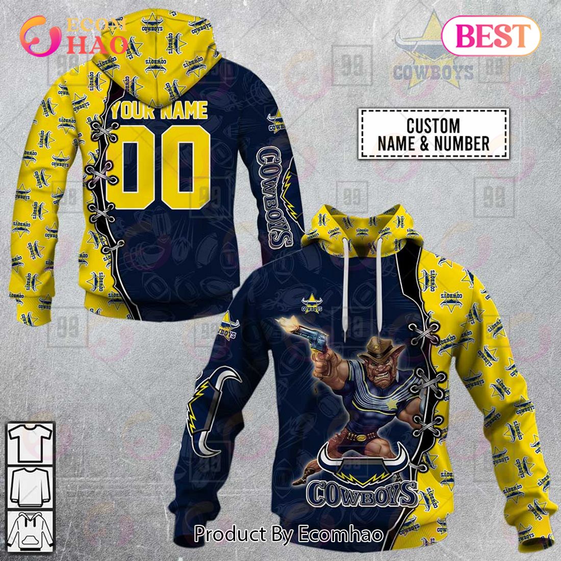 Personalized NRL Warrior North Queensland Cowboys 3D Hoodie