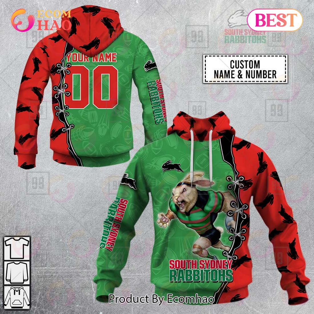 Personalized NRL Warrior South Sydney Rabbitohs 3D Hoodie