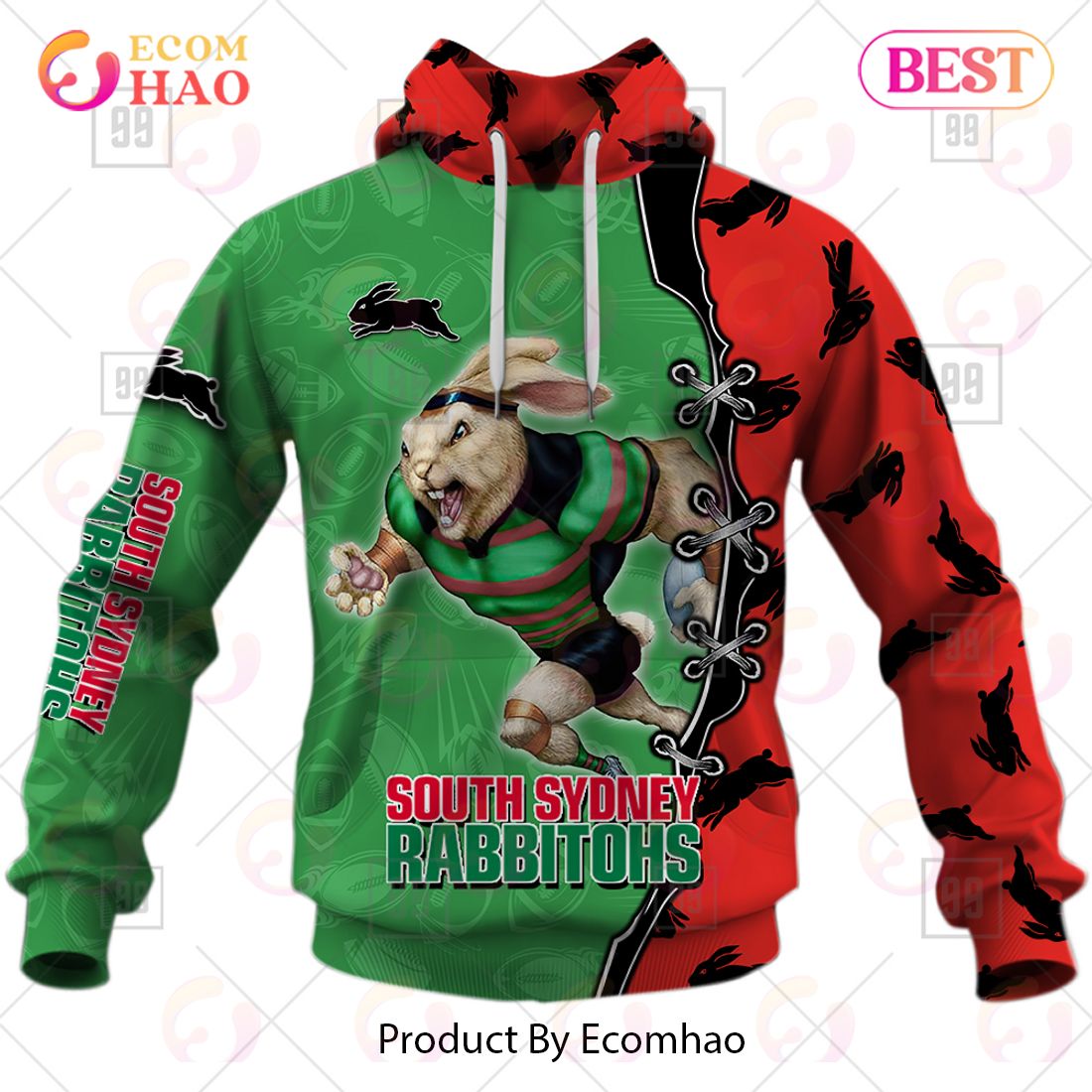 Personalized NRL Warrior South Sydney Rabbitohs 3D Hoodie