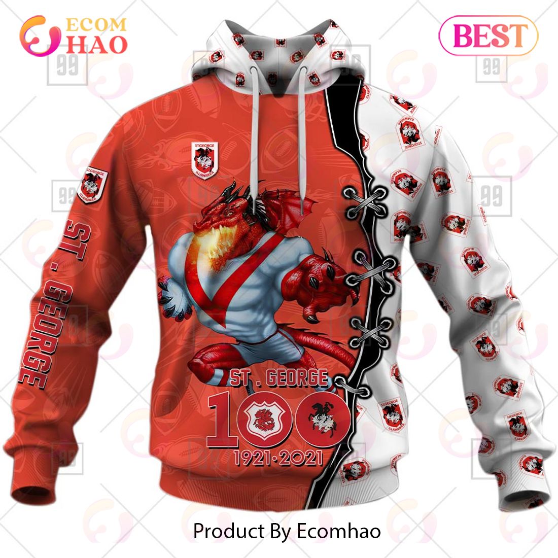 Personalized NRL Warrior ST George Illawarra Dragons 3D Hoodie