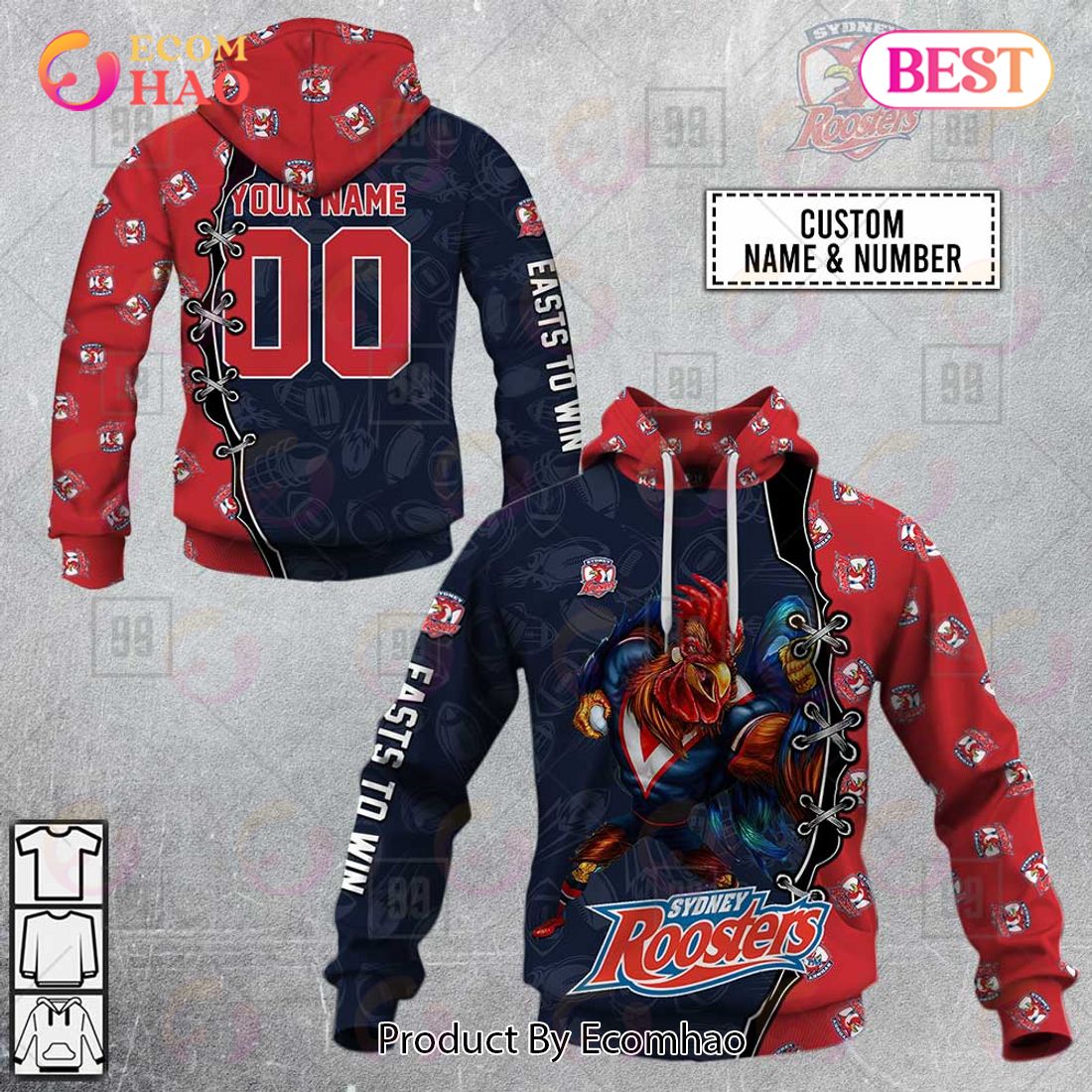 Personalized NRL Warrior Sydney Roosters 3D Hoodie