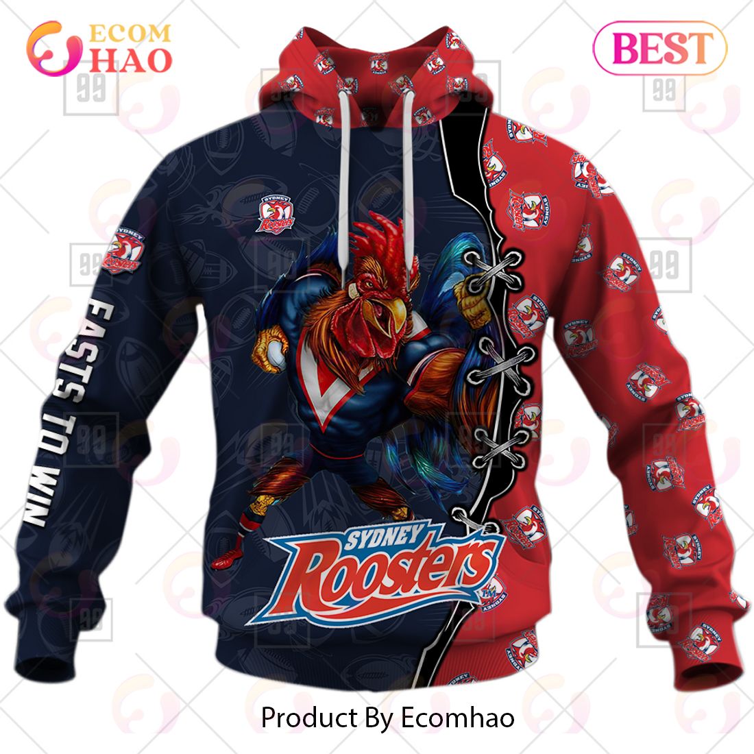 Personalized NRL Warrior Sydney Roosters 3D Hoodie