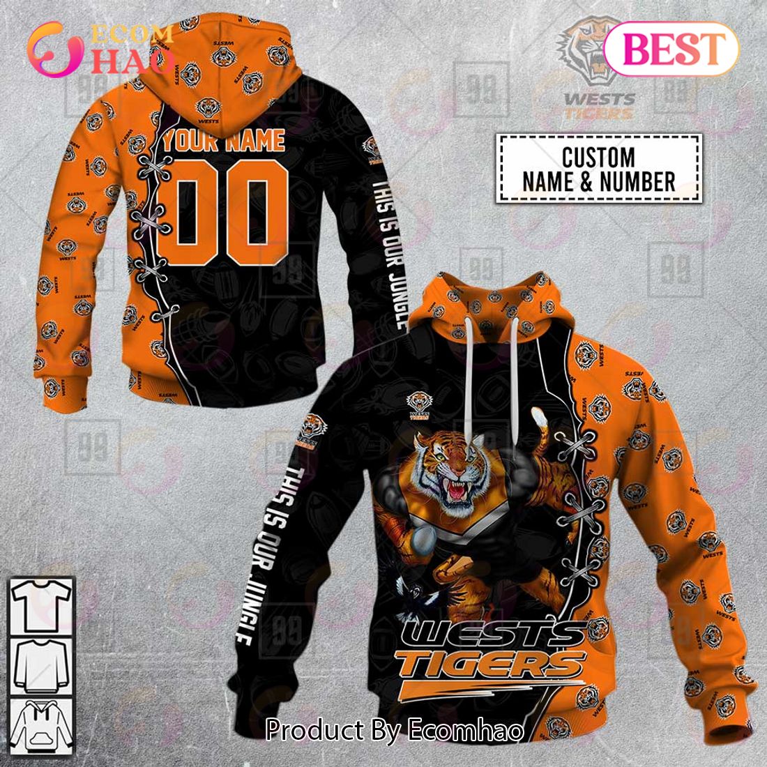 Personalized NRL Warrior Wests Tigers 3D Hoodie