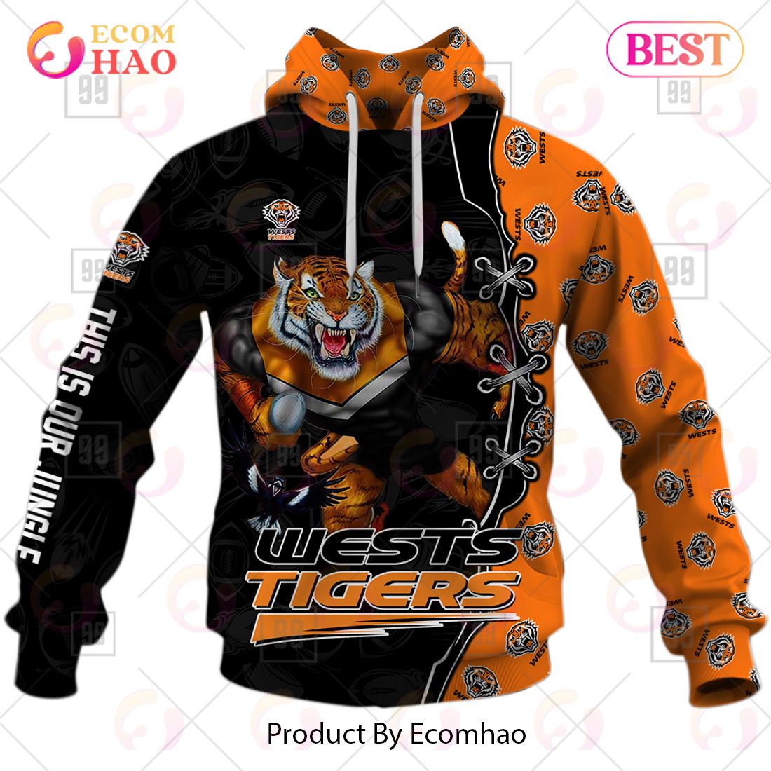 Personalized NRL Warrior Wests Tigers 3D Hoodie