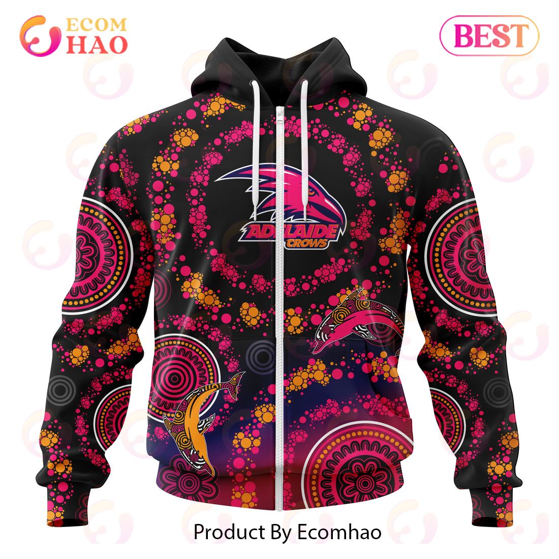 AFL Adelaide Crows Special Pink Breast Cancer Design 3D Hoodie