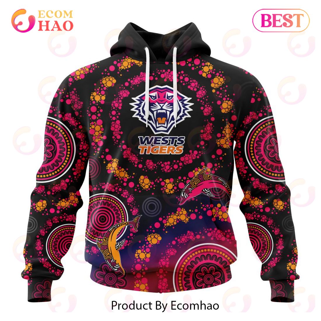 NRL Wests Tigers Special Pink Breast Cancer Design 3D Hoodie