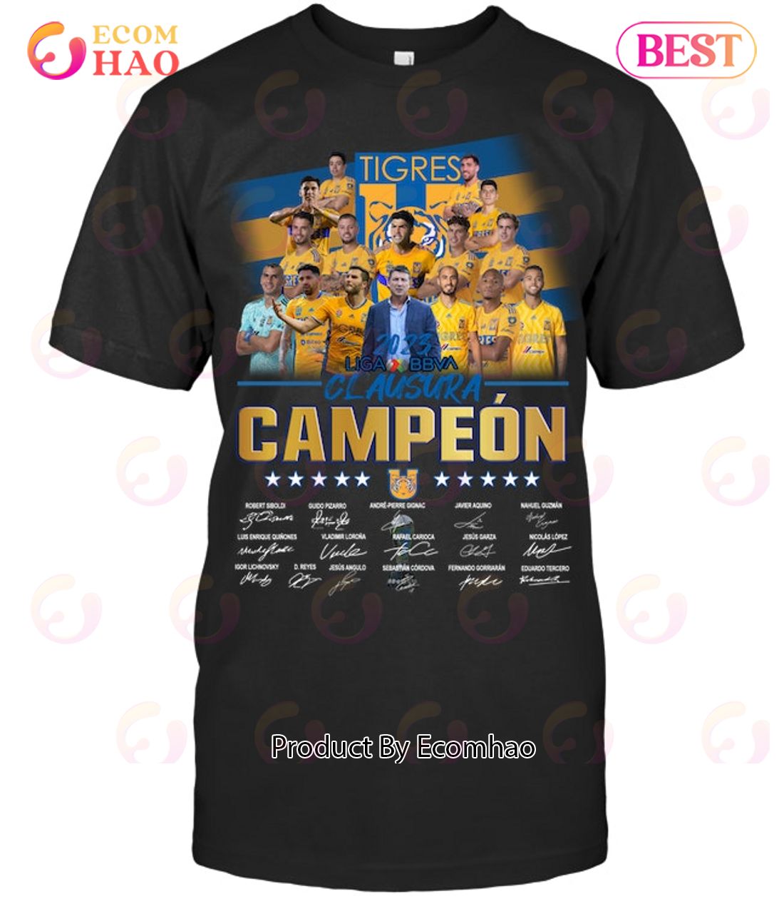 Tigres 2023 Liga BBVA Clausura Campeon Signed T-Shirt