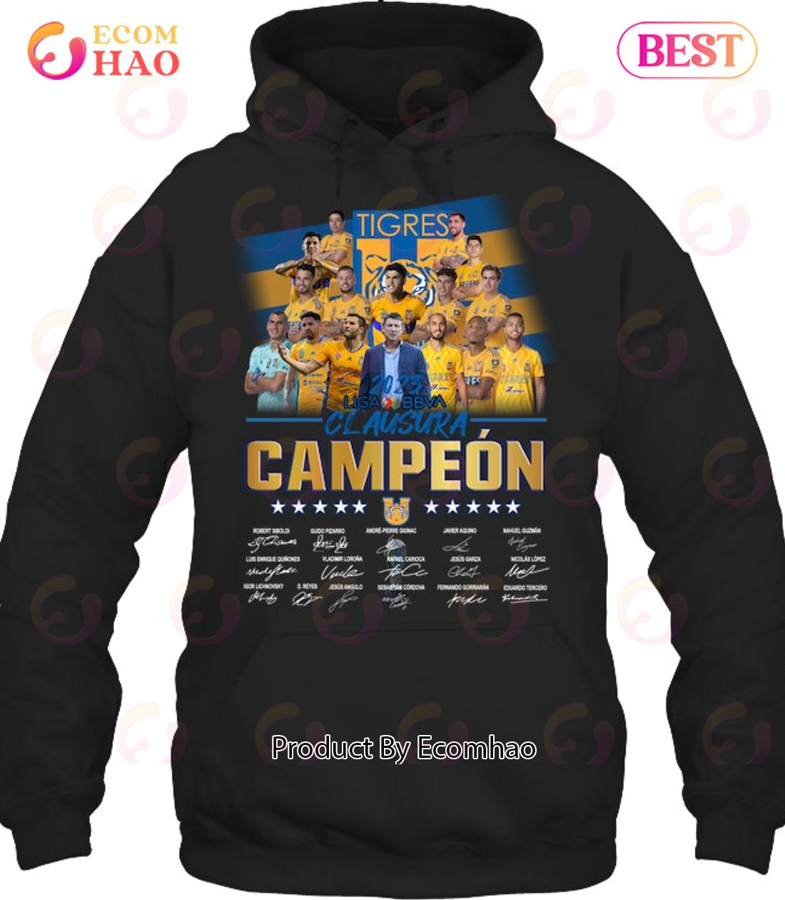 Tigres 2023 Liga BBVA Clausura Campeon Signed T-Shirt